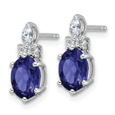 14K White Gold Polish Diamond and Lab Created Sapphire Twisted Post Earring